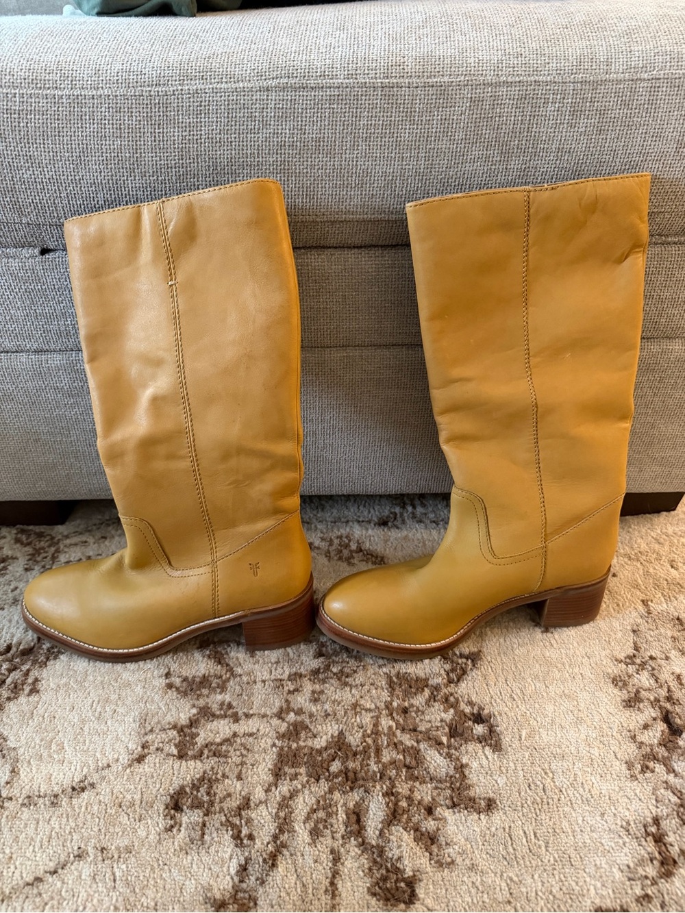Frye Tall Leather Camryn Boots in Mustard Yellow